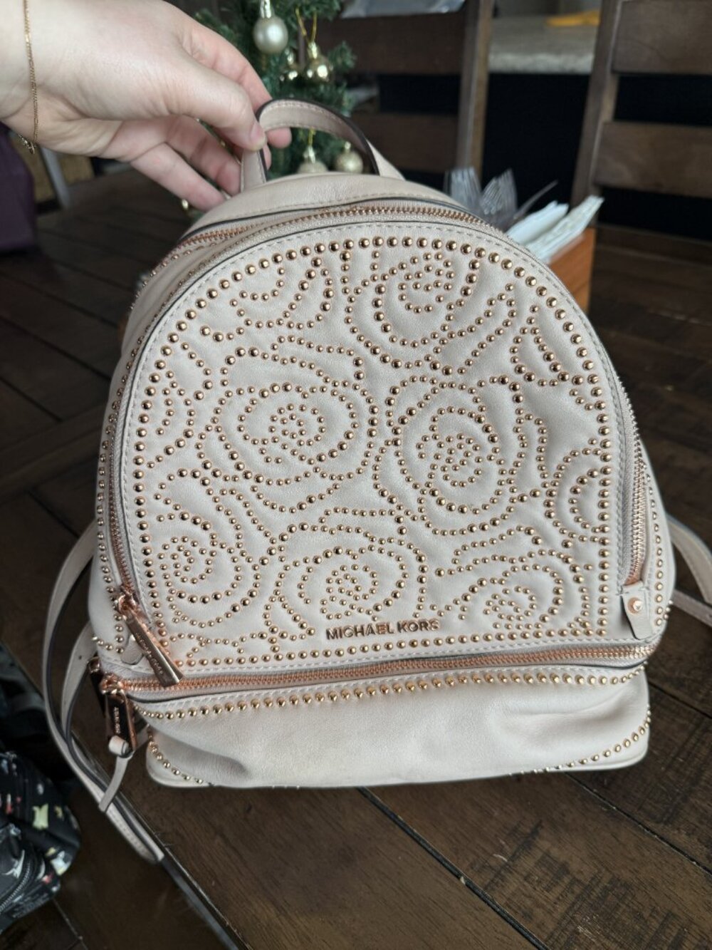 Michael Kors Mini Backpack – Rose Gold Studs ✨- Gift-Ready - Excellent Condition